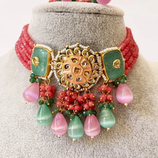 Rajwadi Kundan Choker Necklace Set