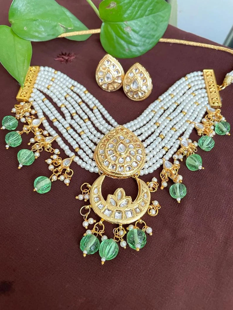 Kundan Pearls Necklace Set