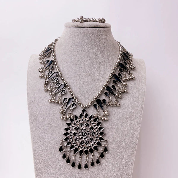 Oxidized Boho Afghan Necklace Set