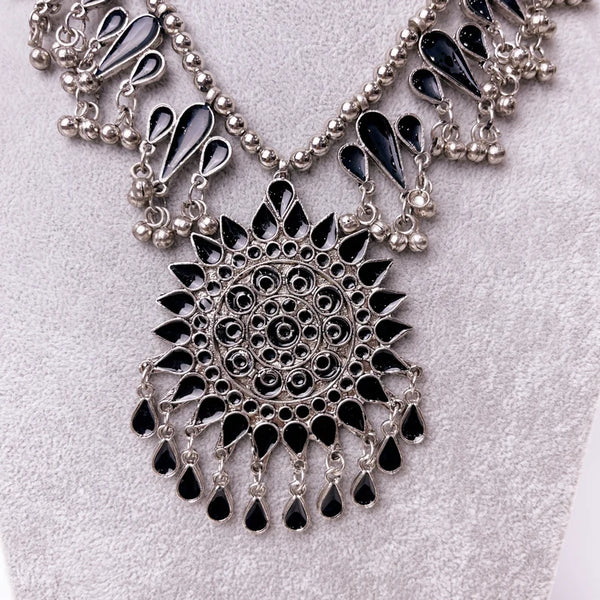 Oxidized Boho Afghan Necklace Set