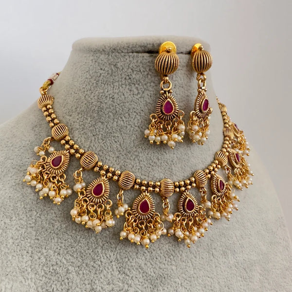 South Indian Guttapusalu Antique Gold Necklace