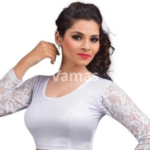 Silver Lycra Stretchable Blouse (A-19_SILVER)