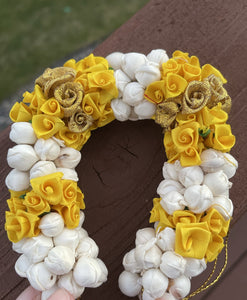 Yellow and White Indian Hair Accessory Indian Gajra-Bun Decoration-Indian Bridal Wedding Hair Accessory-Artificial Flowers for Hair