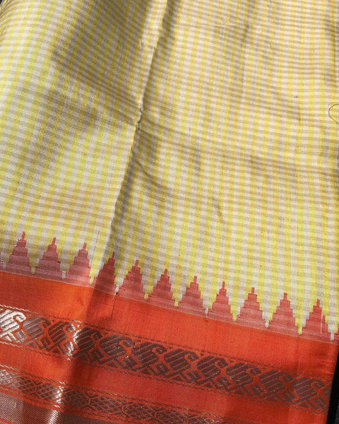 Pure Silk Gadwal in Yellow and Orange