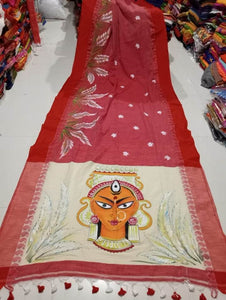 Khaddi Cottom Handpainted Saree