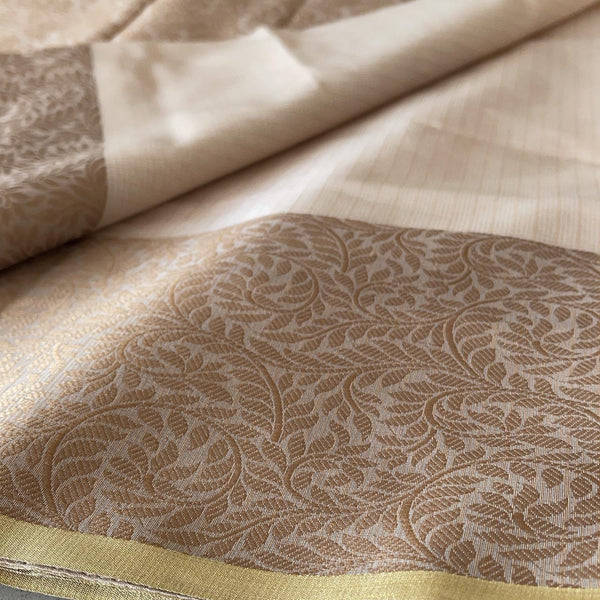 Cream Off White Cotton Silk Banarasi Resham Saree