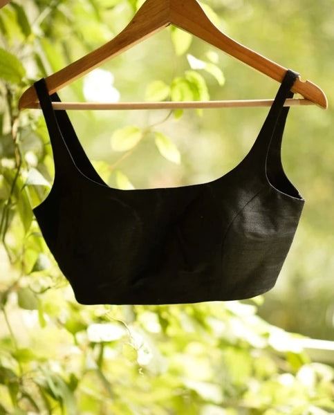 Black Cotton Silk Ready made Blouse
