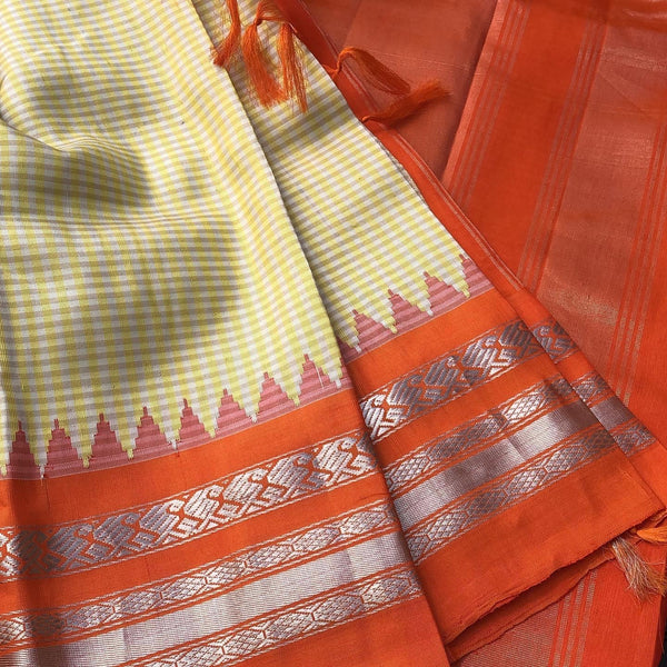 Pure Silk Gadwal in Yellow and Orange