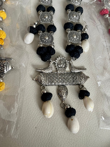 German Silver Thread Shell Jewelry with Earrings
