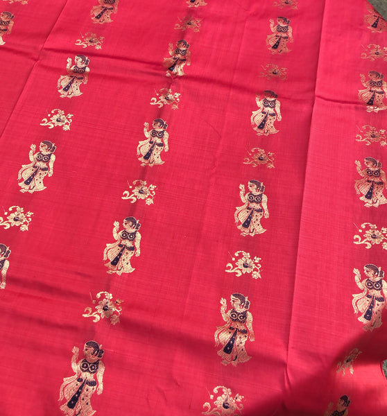 Red/Pink Pure Baluchari Swarnachari Silk Saree