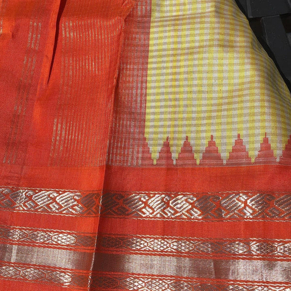 Pure Silk Gadwal in Yellow and Orange