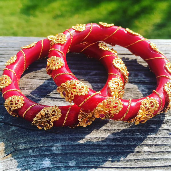 Red and Gold Brass high gold Bengali Bangles