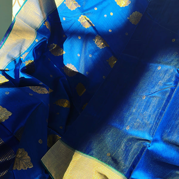 Royal Blue Chanderi Cotton Silk Saree