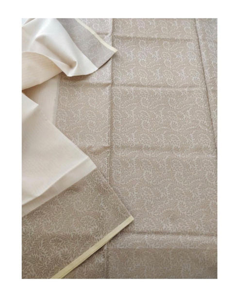 Cream Off White Cotton Silk Banarasi Resham Saree