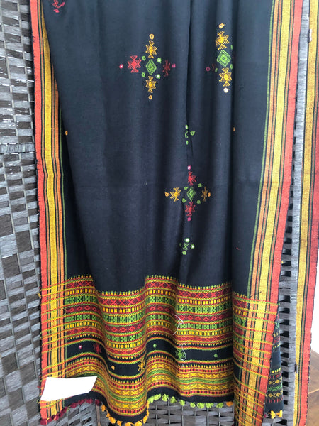 Black Handwoven Acrylic Woolen Shawl