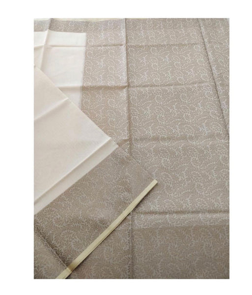 Cream Off White Cotton Silk Banarasi Resham Saree