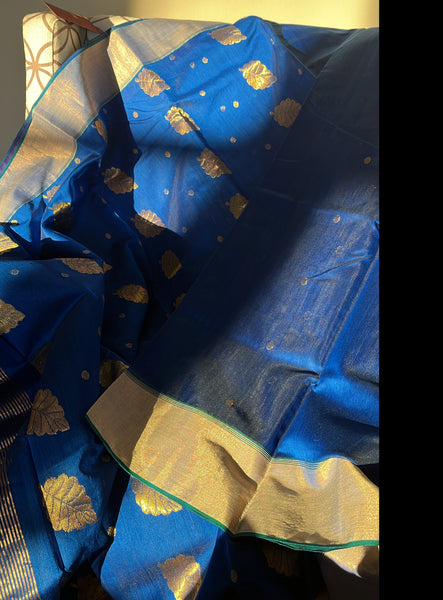 Royal Blue Chanderi Cotton Silk Saree