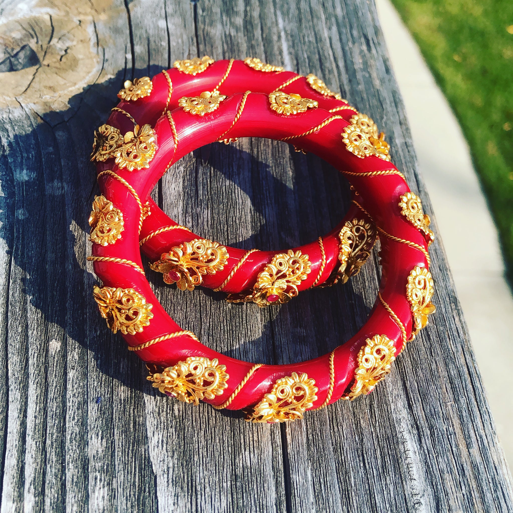 Red and Gold Brass high gold Bengali Bangles