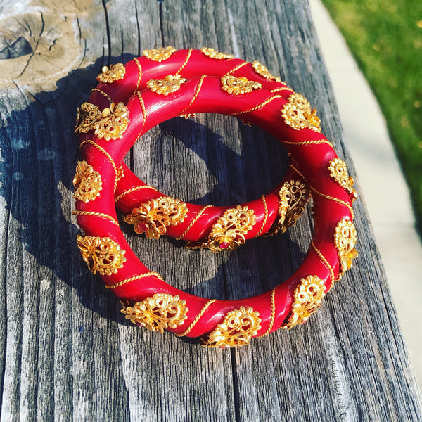 Red and Gold Brass high gold Bengali Bangles