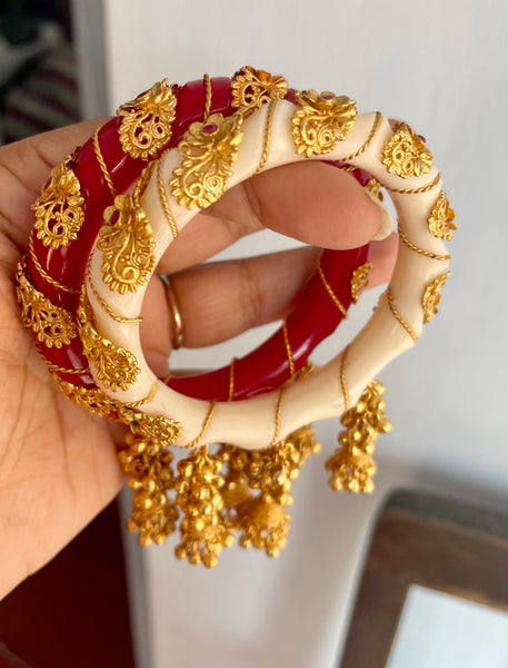 Red and Gold Brass high gold Bengali Pola Bangles