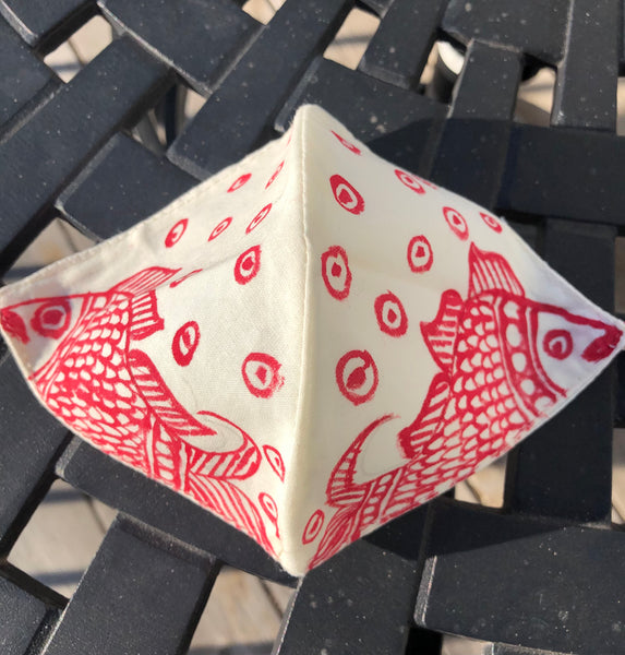 Two Ply Organic Cotton Fashion Mask with Hand-Painted Madhubani motives, Washable and Reusable Face Mask