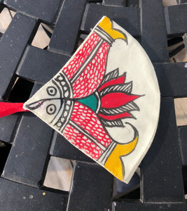 Two Ply Organic Cotton Fashion Mask with Hand-Painted Madhubani motives, Washable and Reusable Face Mask