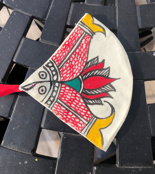 Two Ply Organic Cotton Fashion Mask with Hand-Painted Madhubani motives, Washable and Reusable Face Mask