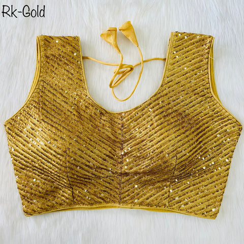 Designer Readymade Gold Sequin Blouse