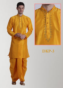 Yellow Gold Colored Designer Kurta Dhoti Set