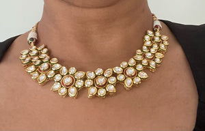 Adjustable High Quality Kundan Choker Necklace Set with Matching Earrings