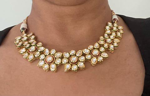 Adjustable High Quality Kundan Choker Necklace Set with Matching Earrings
