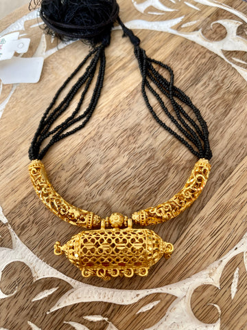 Citigold Black Mangalsutra Gold Plated Hasli Pendant Necklace