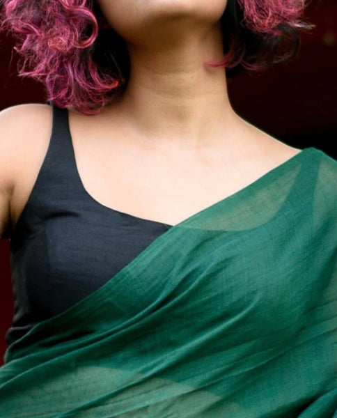 Black Cotton Silk Ready made Blouse