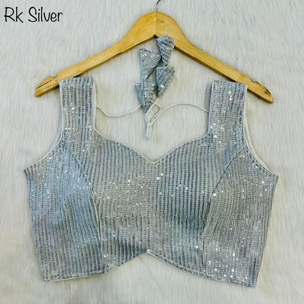 Designer Readymade Silver Sequin Blouse