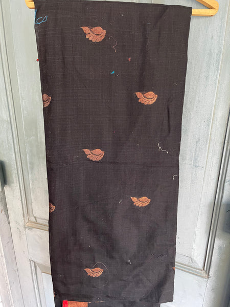 Black Handloom Saree with Copper Zari