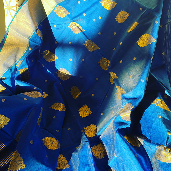 Royal Blue Chanderi Cotton Silk Saree