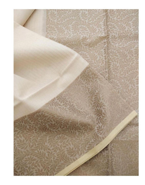 Cream Off White Cotton Silk Banarasi Resham Saree