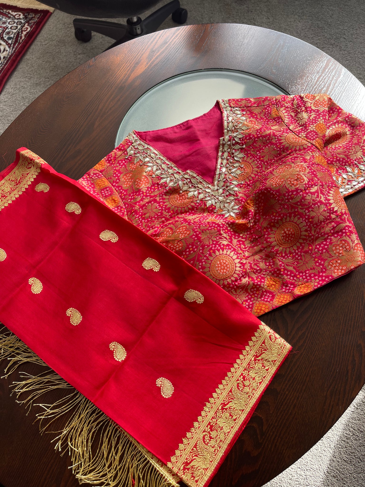 Pure Silk Red Banarasi Stole/Dupatta