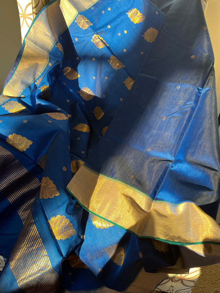 Royal Blue Chanderi Cotton Silk Saree