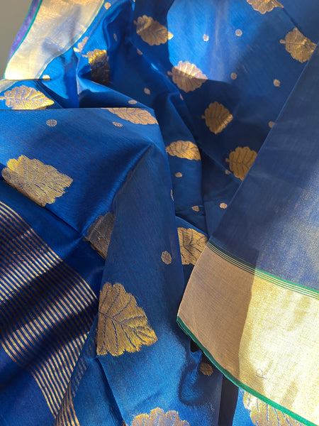 Royal Blue Chanderi Cotton Silk Saree