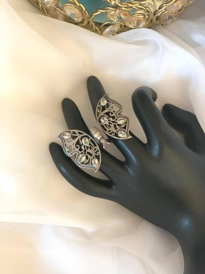 German Silver Butterfly Adjustable Finger Ring