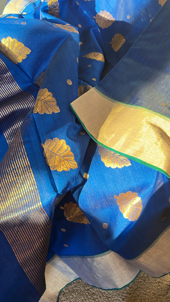 Royal Blue Chanderi Cotton Silk Saree