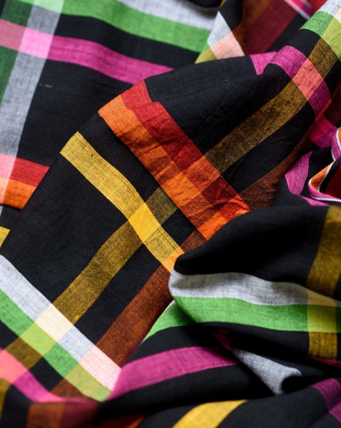 Black and  Multicolor Handloom cotton saree