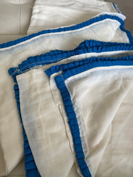 White and Acqua Mulmul Saree