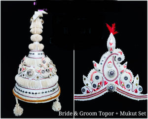Authentic Sholar Topor & Mukut Pair for Bengali Bride and Groom Wedding