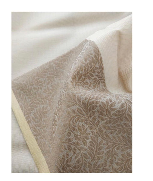 Cream Off White Cotton Silk Banarasi Resham Saree