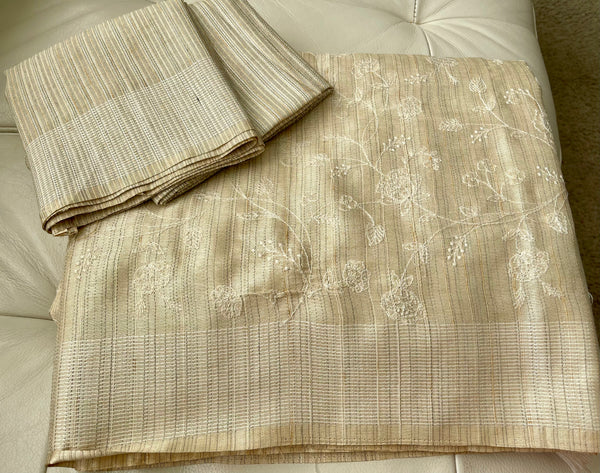 Tussar Floral Embroidered Saree