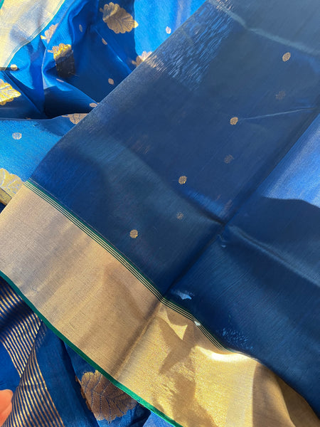 Royal Blue Chanderi Cotton Silk Saree