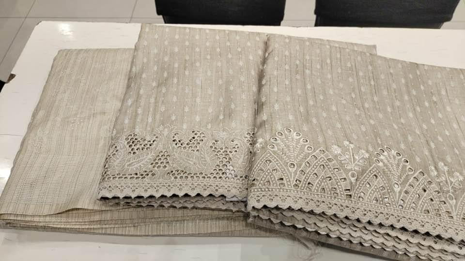 Tussar Floral Embroidered Saree