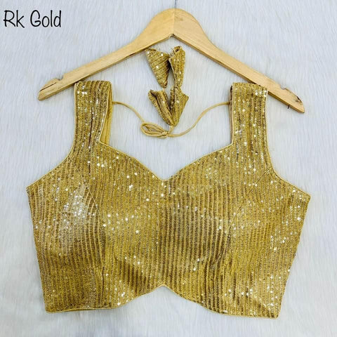 Designer Readymade Gold Sequin Blouse